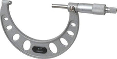 Value Collection - 3 to 4" Range, 0.0001" Graduation, Mechanical Outside Micrometer - Ratchet Stop Thimble, Accurate to 0.0001" - Exact Industrial Supply