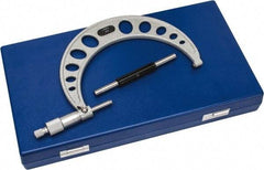 Value Collection - 5 to 6" Range, 0.0001" Graduation, Mechanical Outside Micrometer - Ratchet Stop Thimble, Accurate to 0.0001" - Exact Industrial Supply