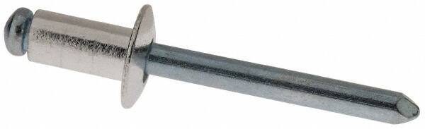 RivetKing - Size 84 Dome Head Aluminum Open End Blind Rivet - Steel Mandrel, 0.02" to 1/4" Grip, 1/2" Head Diam, 0.257" to 0.261" Hole Diam, 1/2" Length Under Head, 1/4" Body Diam - Exact Industrial Supply
