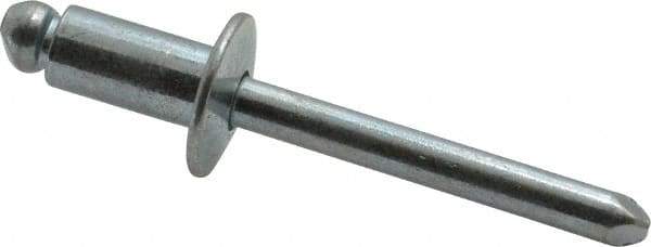 RivetKing - Size 84 Dome Head Steel Open End Blind Rivet - Steel Mandrel, 0.02" to 1/4" Grip, 1/2" Head Diam, 0.257" to 0.261" Hole Diam, 1/2" Length Under Head, 1/4" Body Diam - Exact Industrial Supply