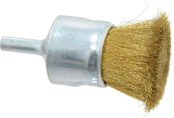 Anderson - 1" Brush Diam, Crimped, End Brush - 1/4" Diam Shank, 20,000 Max RPM - Exact Industrial Supply