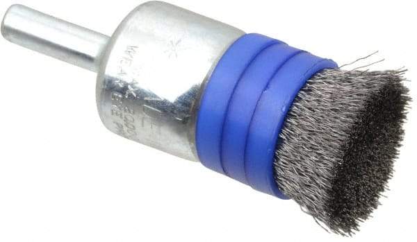 Anderson - 3/4" Brush Diam, Crimped, Flared End Brush - 1/4" Diam Shank, 20,000 Max RPM - Exact Industrial Supply