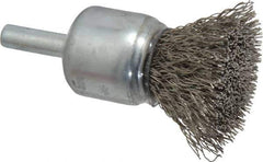 Anderson - 3/4" Brush Diam, Crimped, End Brush - 1/4" Diam Shank, 22,000 Max RPM - Exact Industrial Supply