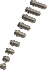 Value Collection - 9 Piece, 0.4 to 0.7 Inch Measurement Range, Bore Gage Anvil Set - 2 Inch Long, For Use with Dial Bore Gages - Exact Industrial Supply