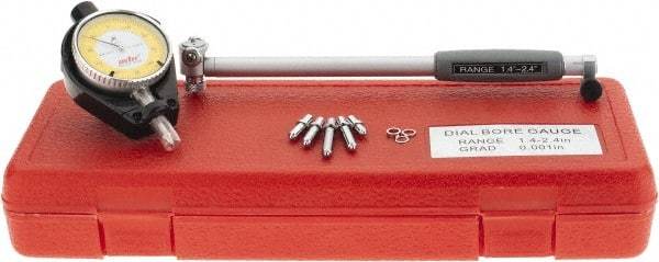 Value Collection - 6 Anvil, 1.4 to 2.4" Dial Bore Gage - 0.001" Graduation, 6" Gage Depth - Exact Industrial Supply