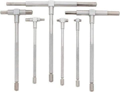 Value Collection - 6 Piece, 5/16 to 6 Inch, Hardened Tool Steel, Satin Chrome Finish, Telescoping Gage Set - 4 and 5 Inch Long Handles - Exact Industrial Supply