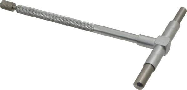 Value Collection - 2-1/8 to 3-1/2 Inch, 5.85 Inch Overall Length, Telescoping Gage - 5 Inch Long Handle, Hardened Tool Steel, Satin Chrome Finish - Exact Industrial Supply