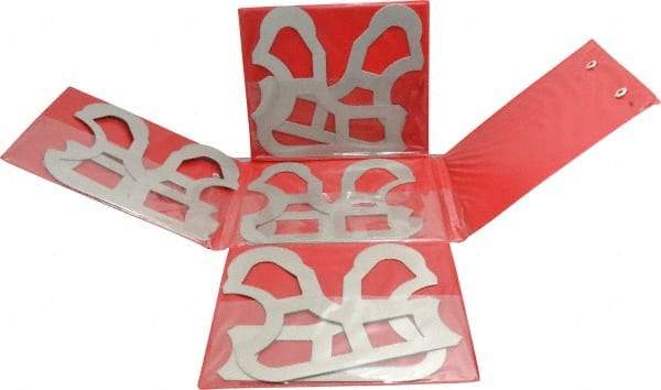 Value Collection - 8 Piece, 1-1/16 to 1-1/2 Inch Radius, Steel Radius Gage Set - 1/16 Inch Graduation, Satin Chrome Coated - Exact Industrial Supply