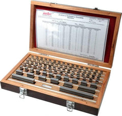 Value Collection - 81 Piece, 0.05 to 4", Grade AS-2, Solid Carbide Gage Block Set - Rectangular, 18µ (0.1-0.4"), 24µ (0.05"), 24µ (0.45-1"), 32µ (2"), 40µ (3"), 48µ (4") Tolerance - Exact Industrial Supply