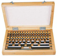 Value Collection - 81 Piece, 0.05 to 4", Grade 0, Steel Gage Block Set - Rectangular, 10µ (3"), 12µ (4"), 5µ (0.1-0.4"), 6µ (0.050"), 6µ (0.45-1"), 8µ (2") Tolerance - Exact Industrial Supply