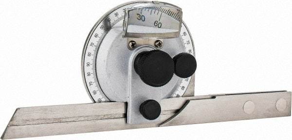 Value Collection - 6, 12 Inch Long Blade, 360° Max Measurement, Bevel Protractor - Accuracy up to 5 Min, 5 Min Dial Graduation - Exact Industrial Supply
