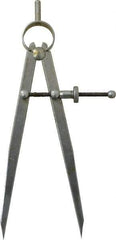 Value Collection - 6 Inch Leg, Spring Joint, Steel, Polished, Divider - 6 Inch Max Measurement, 150mm Max Measurement, Flat Leg with Quick Nut Adjustment - Exact Industrial Supply
