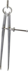 Value Collection - 8 Inch Leg, Spring Joint, Steel, Polished, Divider - 8 Inch Max Measurement, 200mm Max Measurement, Flat Leg with Quick Nut Adjustment - Exact Industrial Supply