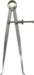 Value Collection - 8 Inch Leg, Spring Joint, Steel, Polished, Inside Caliper - 8 Inch Max Measurement, 200mm Max Measurement, Flat Leg with Quick Nut Adjustment - Exact Industrial Supply