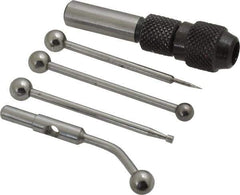 Value Collection - Single End, Center Finder Set Mechanical - 0.1 Inch Head Diameter, Ball, Conical, Disc Head Type, Includes 4 Attachments, Case, Holder, 4 Pieces - Exact Industrial Supply