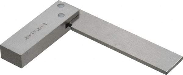 Value Collection - 2-1/2" Blade Length, 1-1/2" Base Length Steel Square - 0.0003" Accuracy, Beveled Edge - Exact Industrial Supply