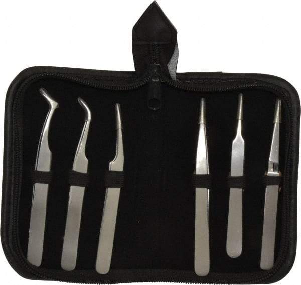 Value Collection - Stainless Steel Tweezer Set - 6 Piece - Exact Industrial Supply
