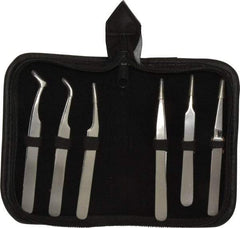 Value Collection - Stainless Steel Tweezer Set - 6 Piece - Exact Industrial Supply