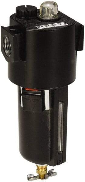 Wilkerson - 1/2 NPT Port, 200 Max psi, Compact Lubricator - Zinc Bowl with Sight Glass, Zinc Body, 64 CFM, 150°F Max, 2.62" Wide x 7.8" High - Exact Industrial Supply