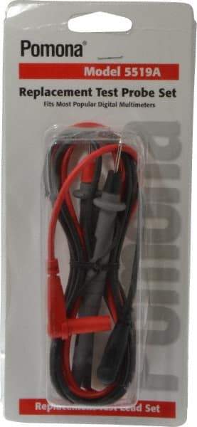 Pomona - Black/Red Electrical Test Equipment Leads Set - Use with Fluke, H-P, Tektronix Digital Multimeters, Wavetek Digital Multimeters - Exact Industrial Supply