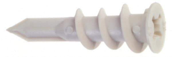 Buildex - #6 Screw, 3/8" Diam, 1-5/16" Long, 3/8 to 3/4" Thick, Self Drilling Drywall & Hollow Wall Anchor - Nylon, Grade 6/6, Use in Drywall - Exact Industrial Supply