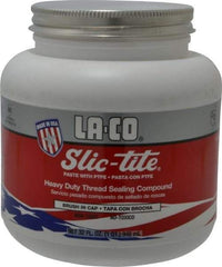 LA-CO - 1 Qt Brush Top Can White Thread Sealant - Paste with PTFE, 500°F Max Working Temp, For Metal, PVC, CPVC & ABS Plastic Pipe Threads - Exact Industrial Supply