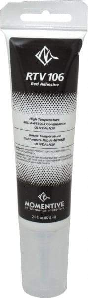 Momentive Performance Materials - 2.8 oz Tube Red RTV Silicone Joint Sealant - 500°F Max Operating Temp, 20 min Tack Free Dry Time, 24 hr Full Cure Time, Series RTV100 - Exact Industrial Supply