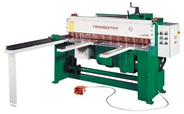 Tennsmith - 73 Inch Long Blade, Electric Power Floor Shear - 92 Inch Wide x 27 Inch Deep x 56 Inch High, 0.0787 Inch Stainless Steel Capacity, 0.1378 Inch Mild Steel Capacity, 30 Inch Back Gauge Range - Exact Industrial Supply