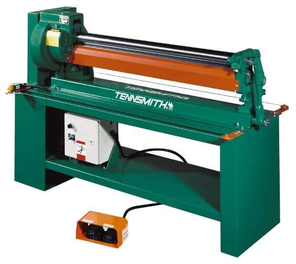 Tennsmith - 20 Gauge Max Stainless Steel Capacity, 49 Inch Max Forming Width, Floor Machine, Electric Slip Roll - 3/4 hp, 77 Inch Overall Width, x 50 Inch Overall Height, 3 Inch Slip Roll Diameter, 3/8, 1/2, 5/8 Inch Wire Groove Width, 230/460 Voltage - Exact Industrial Supply
