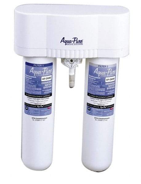 3M Aqua-Pure - 0.6 GPM Max Flow Rate, 1/4 Inch Pipe, Under Sink, Dual Filtration Water Filter System - 2 Housings, Reduces Sediment, Taste, Odor, Chlorine, VOC's, MTBE's, Lead, Cysts - Exact Industrial Supply