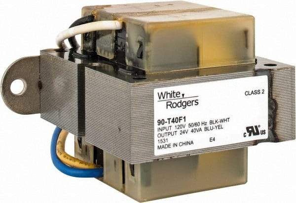 White-Rodgers - 3-1/4" Wide x 2.19" Deep x 2-3/4" High, Foot Mount HVAC Transformer - 40 Amperage Rating, 120 Primary Voltage, 24 Secondary Voltage - Exact Industrial Supply