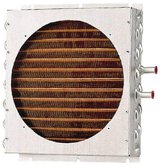 Lytron - 1/2" Tube OD, 1 Fan Mount, Liquid-To-Air Stainless Steel Tubed Process Equipment Heat Exchanger - Deionized Water Cooler, Corrosive Liquid Cooler, 12" High x 12.9" Wide x 2.5" Deep, 4,500 BTU/Hr, 400°F Max - Exact Industrial Supply