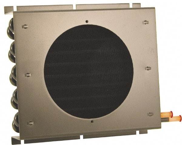 Lytron - 3/8" Tube OD, 1 Fan Mount, Liquid-To-Air Copper Tubed Process Equipment Heat Exchanger - Water Cooler, 9" High x 11.9" Wide x 2.5" Deep, 3,080 BTU/Hr, 400°F Max - Exact Industrial Supply
