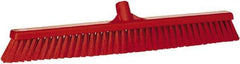 Vikan - 24" Fine Particle Synthetic Push Broom - 2" Bristle Length, Plastic Block, European Threaded Handle Connection - Exact Industrial Supply