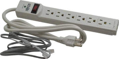 Tripp-Lite - 6 Outlets, 120 Volts, 15 Amps, 4' Cord, Power Outlet Strip - Free Hanging, Keyhole Mount, 5-15P NEMA Configuration, 10.8" Strip, UL1449 3rd Edition - Exact Industrial Supply
