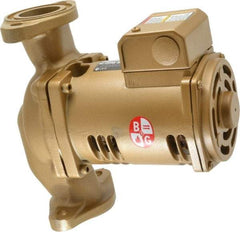 Bell & Gossett - 1/6 hp, 9-1/8" Long, 1 Phase, Bronze Housing, Noryl Impeller, Inline Circulator Pump - 115 Volt, 60 Hz, 6-3/8" Flange Width, Bell & Gossett Part No. 1BL004, 150 Max psi, ODP Motor - Exact Industrial Supply