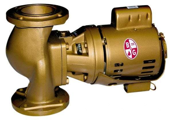 Bell & Gossett - 1/6 hp, 16-5/8" Long, 1 Phase, Bronze Housing, Brass Impeller, Inline Circulator Pump - 115 Volt, 60 Hz, 8-1/2" Flange Width, Bell & Gossett Part No. 102217, 125 Max psi, ODP Motor - Exact Industrial Supply