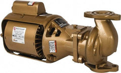 Bell & Gossett - 1/12 hp, 14-7/8" Long, 1 Phase, Bronze Housing, Brass Impeller, Inline Circulator Pump - 115 Volt, 60 Hz, 6-3/8" Flange Width, Bell & Gossett Part No. 106197, 125 Max psi, ODP Motor - Exact Industrial Supply