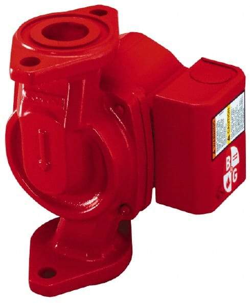 Bell & Gossett - 1/25 hp, 5-9/16" Long, 1 Phase, Cast Iron Housing, Polypropylene Impeller, Inline Circulator Pump - 115 Volt, 60 Hz, 6-3/8" Flange Width, Bell & Gossett Part No. 103251, 150 Max psi, ODP Motor - Exact Industrial Supply