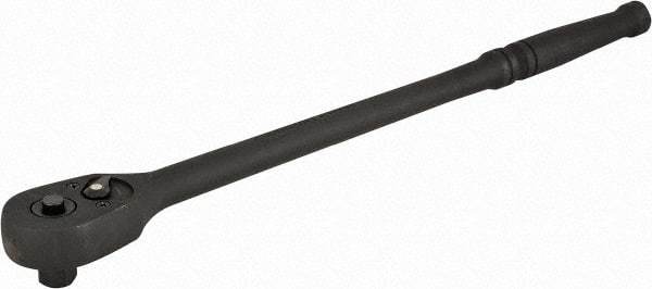 Paramount - 1/2" Drive Pear Head Quick-Release Ratchet - Black Oxide Finish, 15" OAL, 45 Gear Teeth, Standard Knurled Handle - Exact Industrial Supply