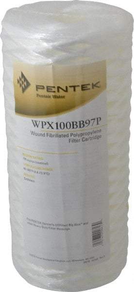 Pentair - 4-1/2" OD, 100µ, Fibrillated Polypropylene String-Wound Cartridge Filter - 9-7/8" Long, Reduces Sediments - Exact Industrial Supply