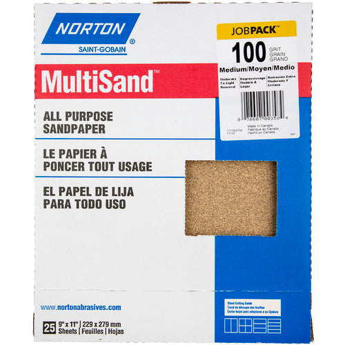 11″ × 9″ Multisand Paper Sheet 100 Grit Medium Aluminum Oxide - Exact Industrial Supply