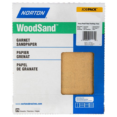 11″ × 9″ Woodsand A511 Paper Sheet 220 Grit Very Fine Garnet - Exact Industrial Supply
