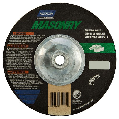 7″ × 1/4″ × 5/8″-11 Non-Woven Depressed Center Wheel Type 27 24 Grit Silicon Carbide - Exact Industrial Supply