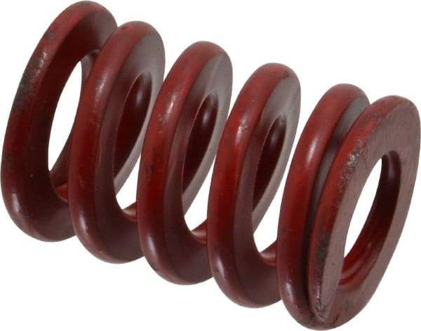 Associated Spring Raymond - 1-1/4" Hole Diam, 5/8" Rod Diam, 1-3/4" Free Length, Red Die Spring - 652.7 Lb Max Deflection, 0.65" Max Deflection, Medium Heavy Duty, Chromium Alloy Steel - Exact Industrial Supply