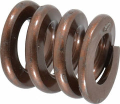 Associated Spring Raymond - 1" Hole Diam, 1/2" Rod Diam, 1" Free Length, Gold Die Spring - 624 Lb Max Deflection, 0.3" Max Deflection, Heavy Duty, Chromium Alloy Steel - Exact Industrial Supply