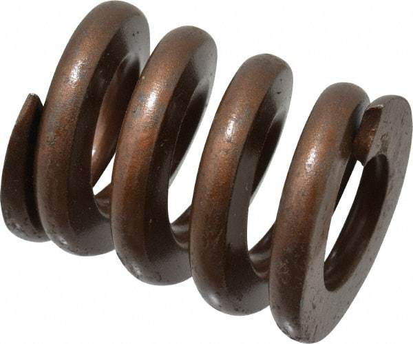 Associated Spring Raymond - 1-1/4" Hole Diam, 5/8" Rod Diam, 1-1/2" Free Length, Gold Die Spring - 954 Lb Max Deflection, 0.45" Max Deflection, Heavy Duty, Chromium Alloy Steel - Exact Industrial Supply