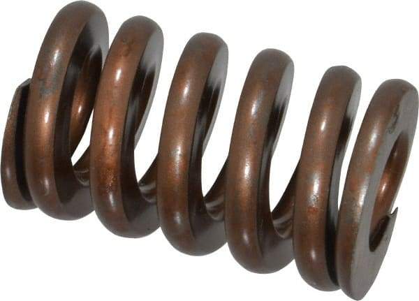 Associated Spring Raymond - 1-1/4" Hole Diam, 5/8" Rod Diam, 2" Free Length, Gold Die Spring - 897.6 Lb Max Deflection, 0.6" Max Deflection, Heavy Duty, Chromium Alloy Steel - Exact Industrial Supply