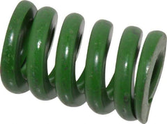 Associated Spring Raymond - 1" Hole Diam, 1/2" Rod Diam, 1-1/2" Free Length, Green Die Spring - 600 Lb Max Deflection, 0.38" Max Deflection, Extra Heavy Duty, Chromium Alloy Steel - Exact Industrial Supply