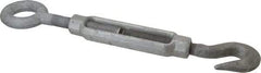 Made in USA - 3,200 (Hook) & 7,200 (Eye) Lb Load Limit, 7/8" Thread Diam, 6" Take Up, Steel Hook & Eye Turnbuckle - 18-1/2" Closed Length - Exact Industrial Supply